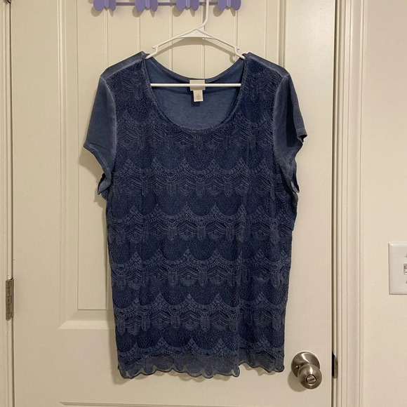 Chico’s women’s lace knit layered blouse‎ — XL/16 - Picture 1 of 7